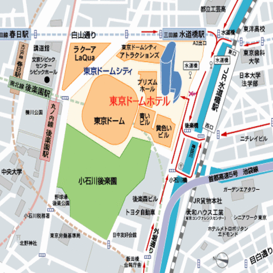 東京ドームホテルの周辺地図