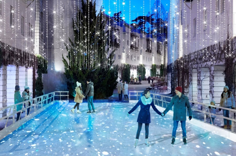 冬にはピーマン通りにスケートリンクが！