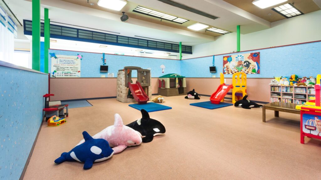 バイキング会場横のキッズスペースが高評価！