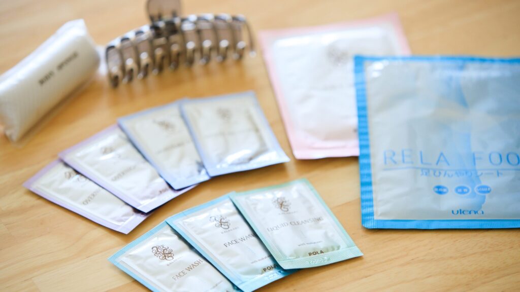 化粧水やクレンジング、パックまで入っているママのためのアメニティセット！