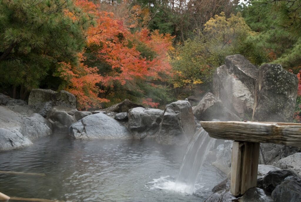 湯あみの島の滝つぼの湯