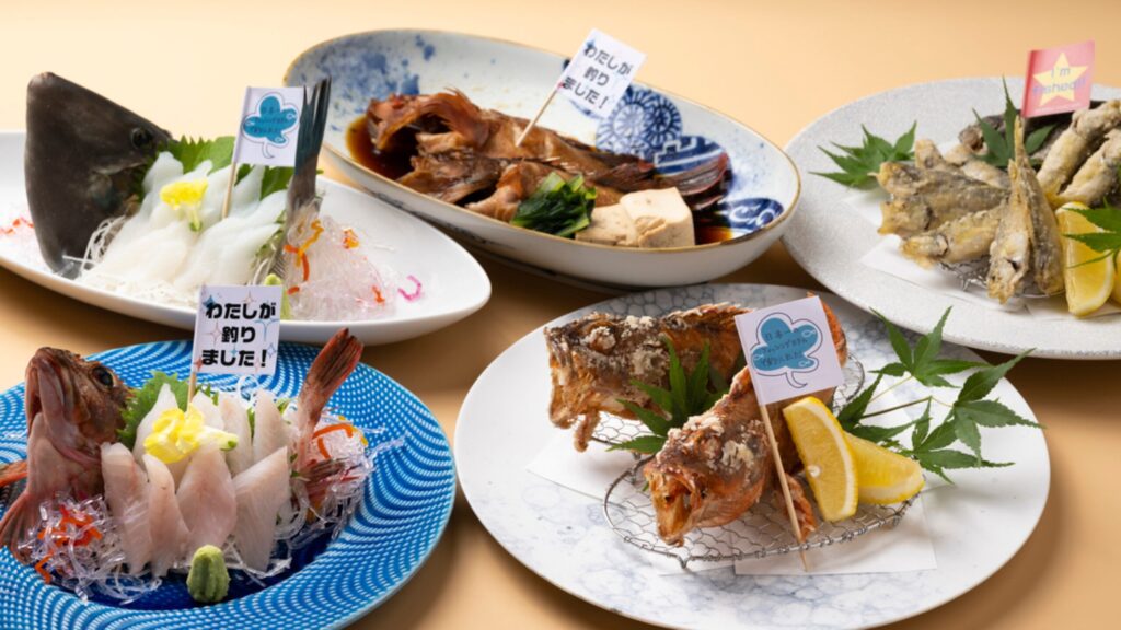 
「わたしが釣りました」の旗が素敵☆